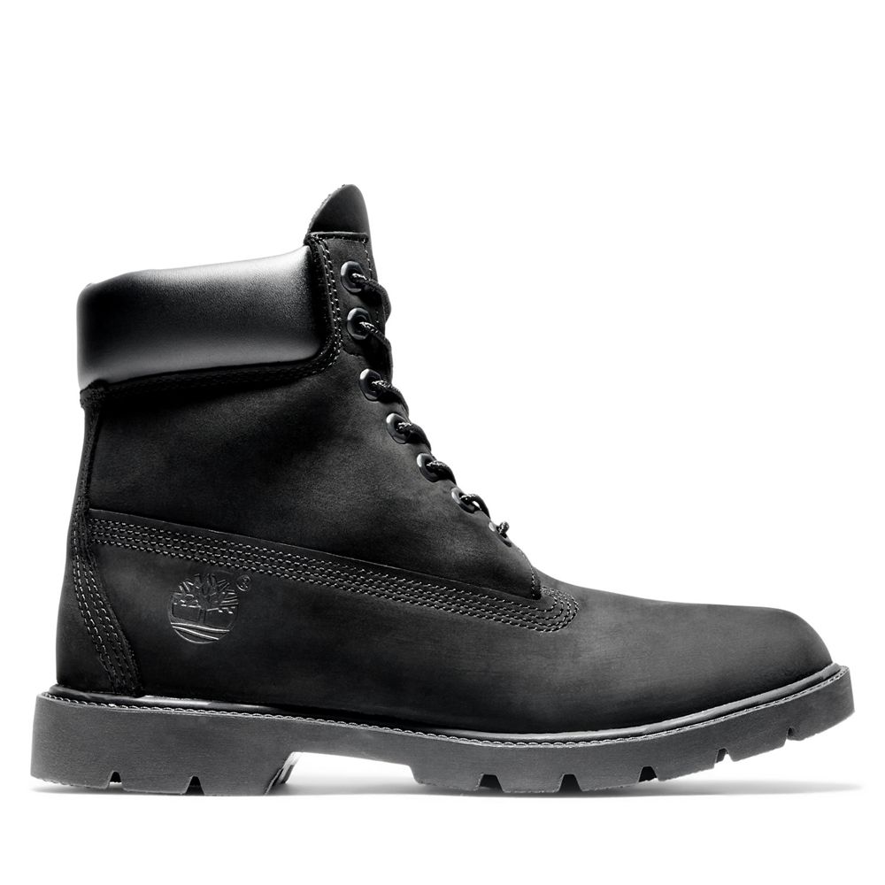 Timberland Μποτες Χιονιού Ανδρικα Μαυρα - 6-Inch Basic Waterproof W/Padded Collar - Greece 4953602-U